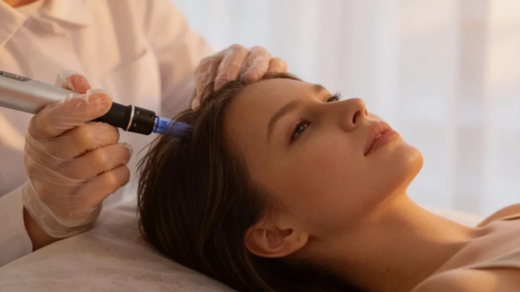Tratamiento de recuperación capilar con microneedling en clínica estética en Málaga para fortalecer el cuero cabelludo
